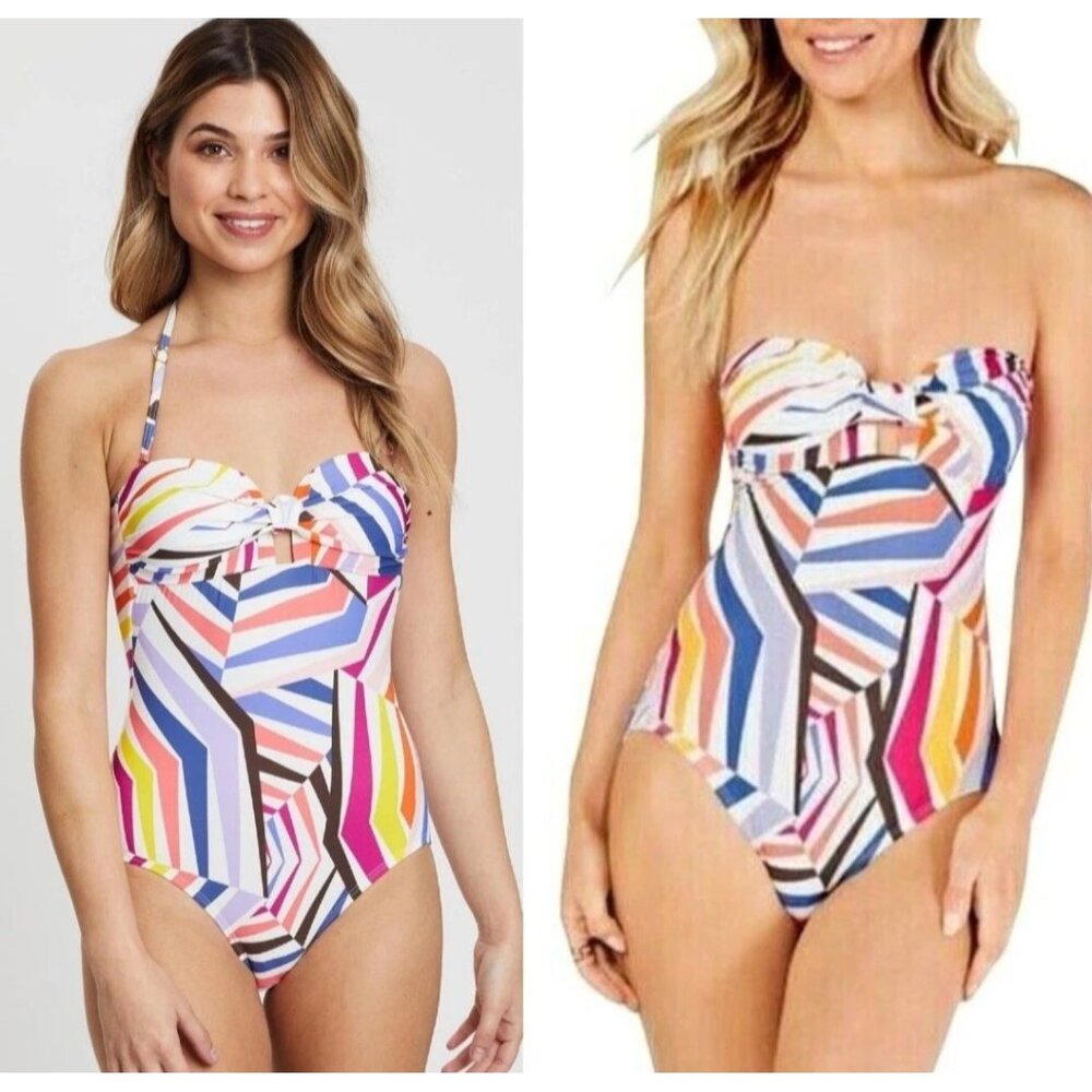 Kate Spade Geobrella One Piece Swimsuit‎ Womens Small Geometric Colorful Mod